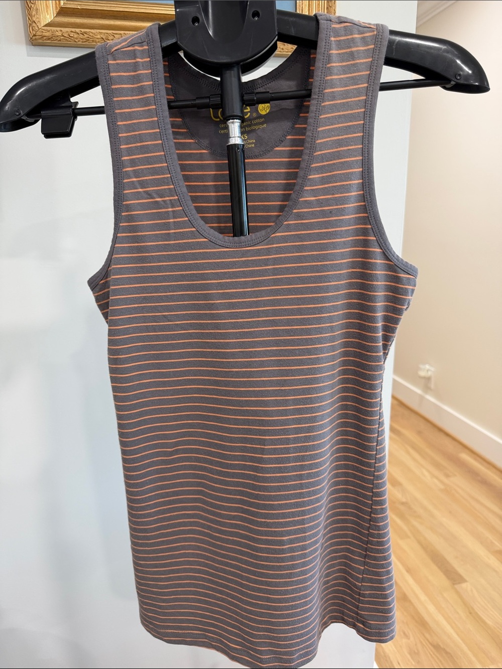 Lole Gray and Peach Striped Bandeau Tank